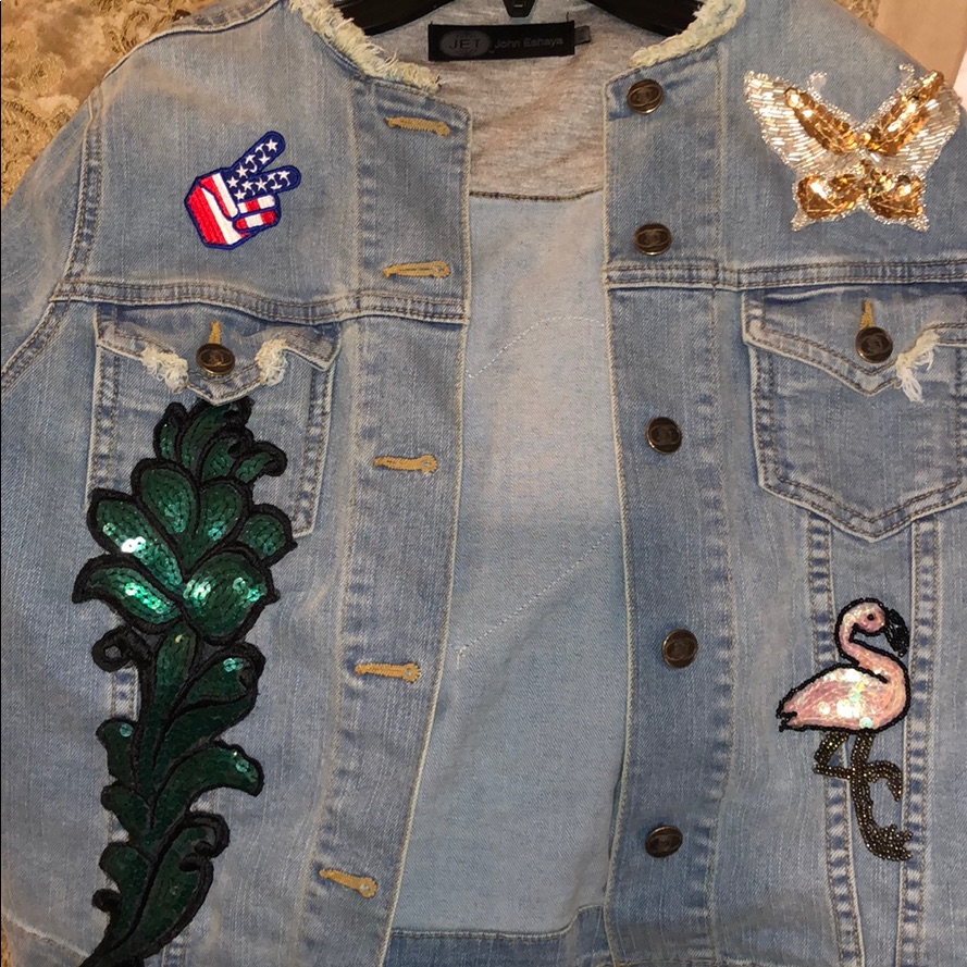 Patchwork And Studded Denim Jacket